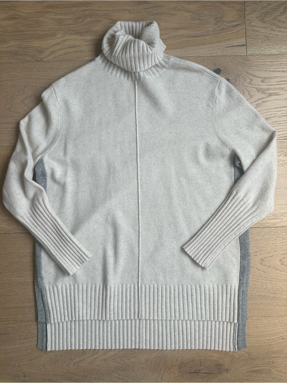 Zella Oversized High-Low Turtleneck Sweater Cream Gray S-M